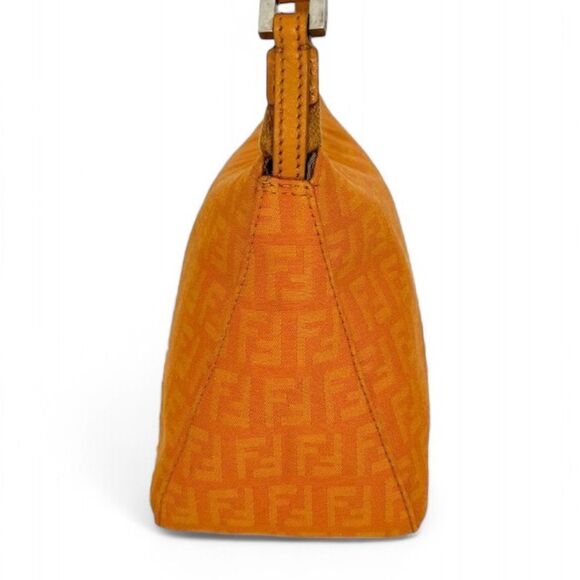 Vintage FENDI Orange Monogram FF Zucca Logo Canvas Pochette Shoulder Bag… - Picture 7 of 16